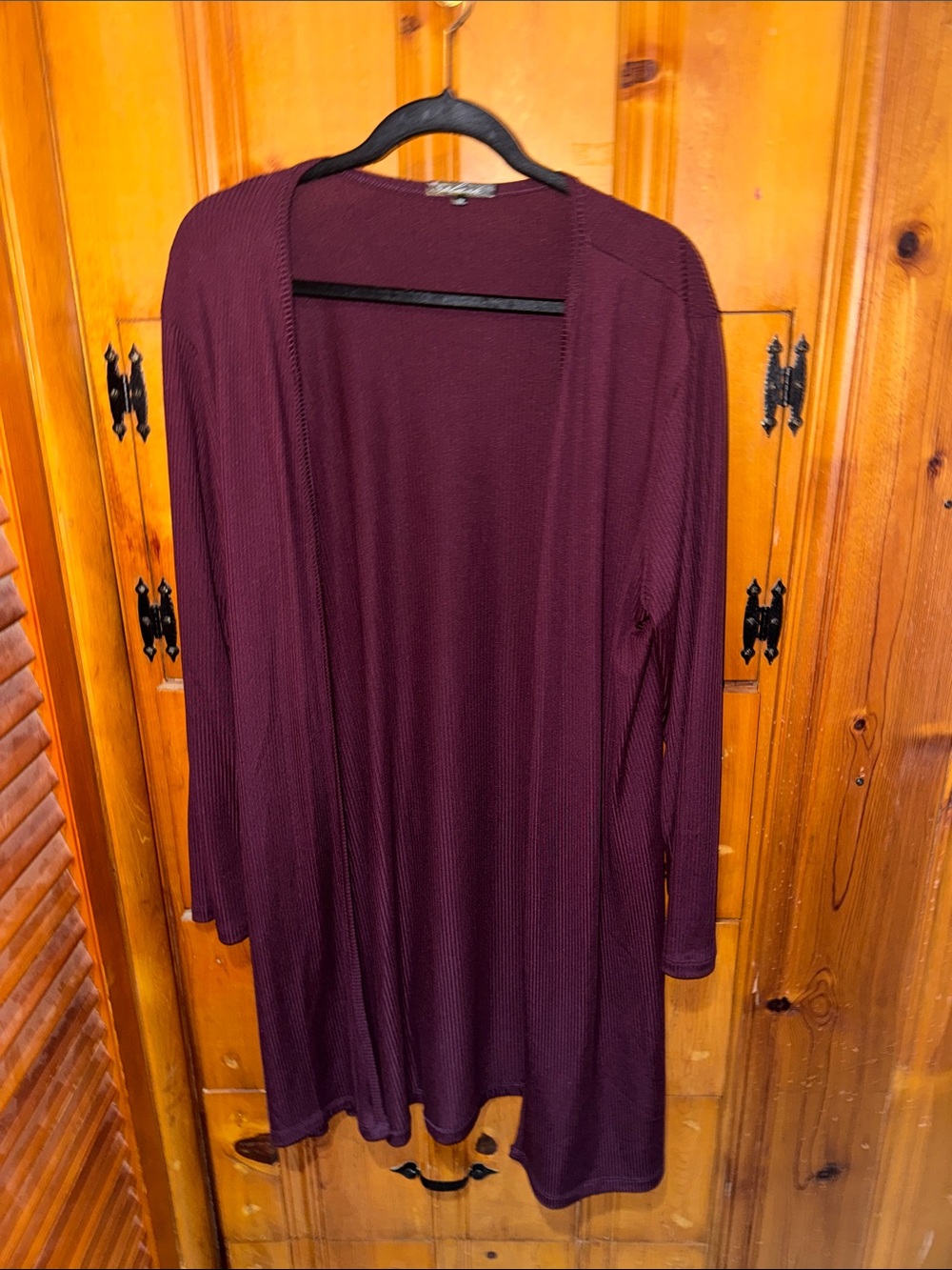Splash Open-Front Long Cardigan - Burgundy Plum